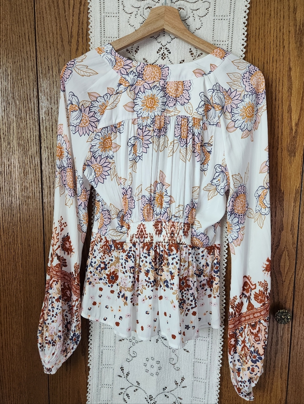 Free People Run Free Floral Tie-Front Blouse - Picture 2 of 10